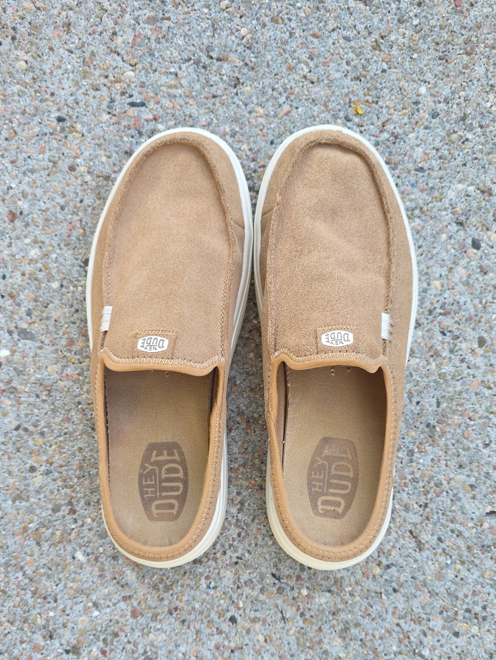 Hey Dude Austin Lift Platform Classic Tan Suede Leather Mule Size 9 - Picture 3 of 12